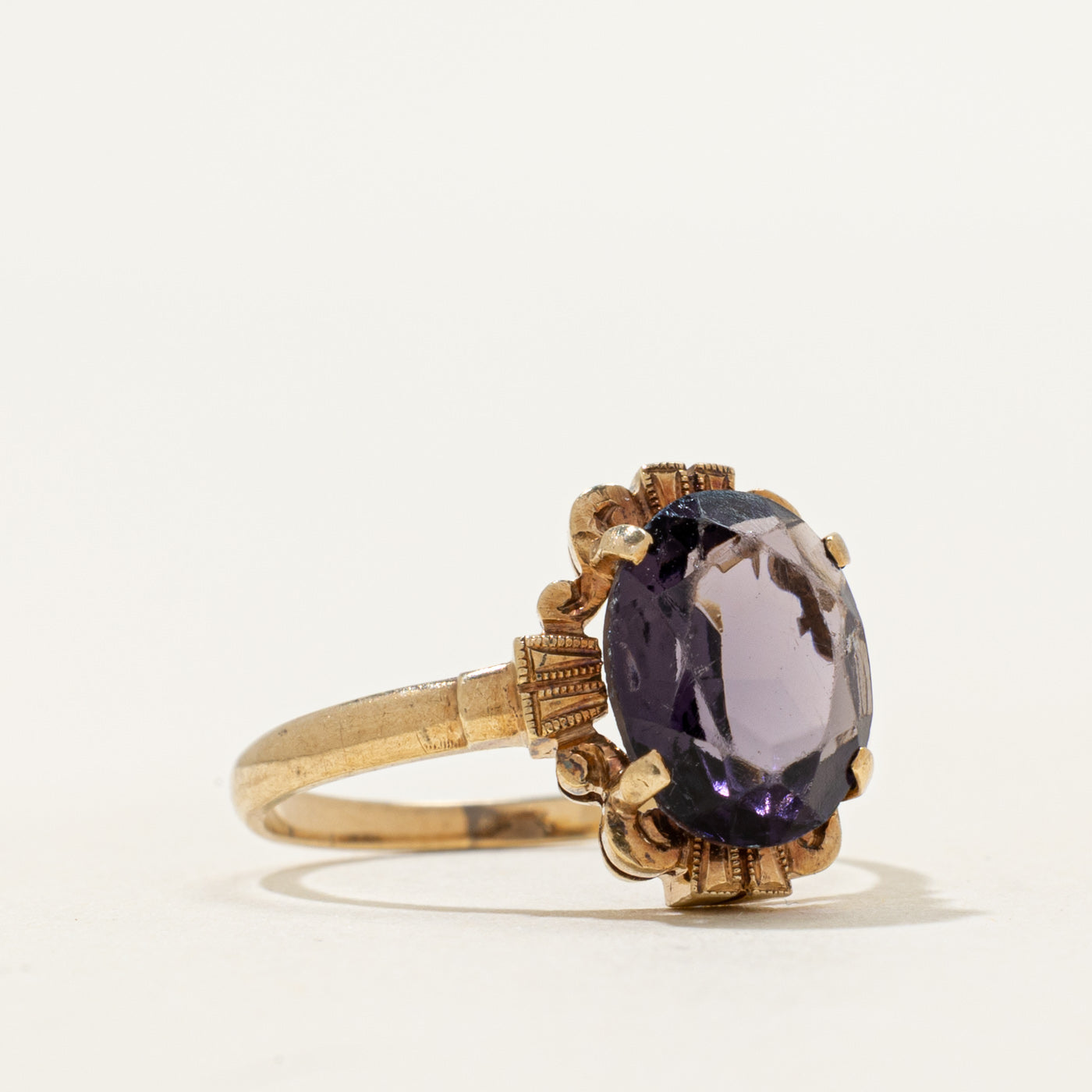 Vintage Glass Engraved Ring | 2.50ct | SZ 5.5