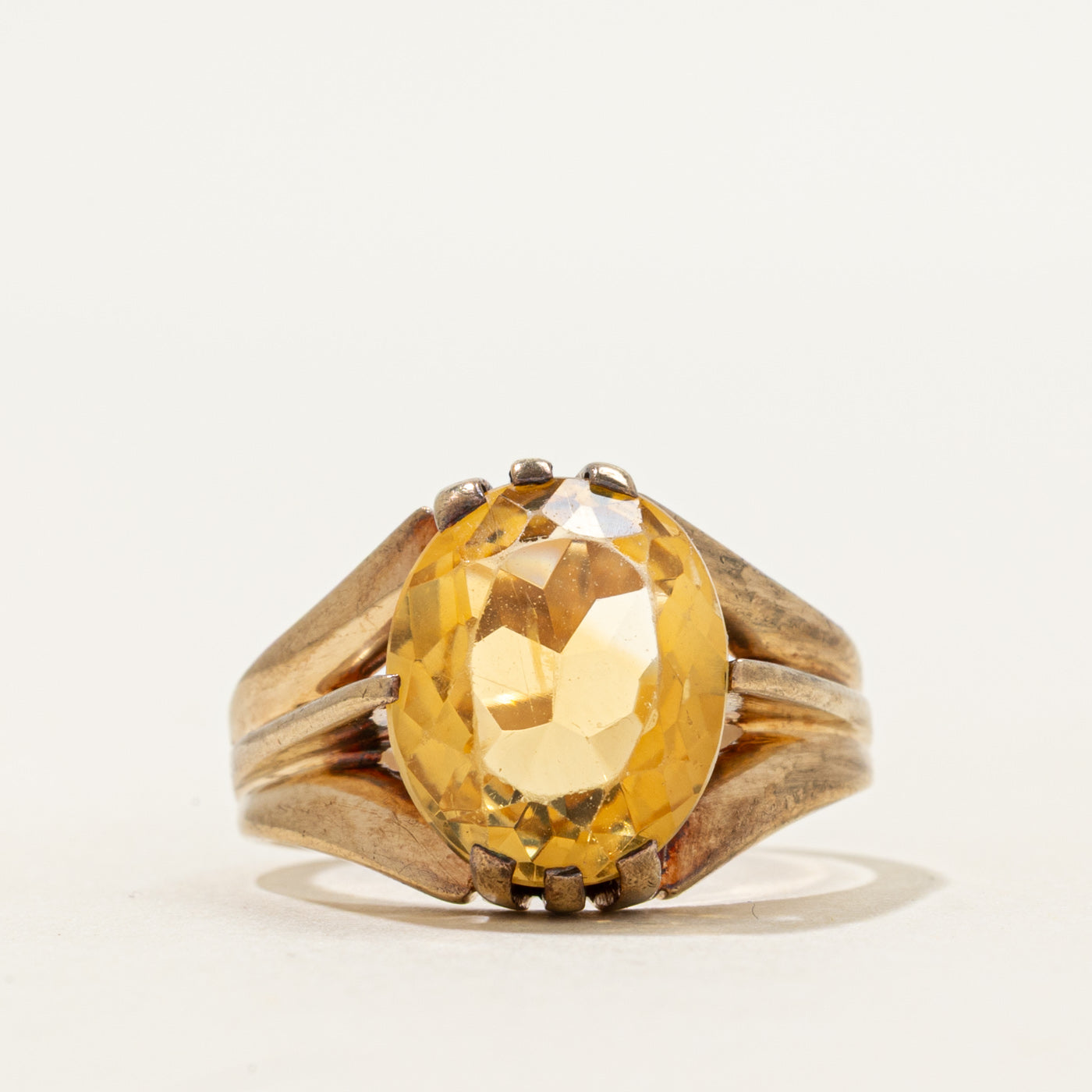 Oval Cut Citrine Grooved Cocktail Ring | 3.50ct | SZ 7