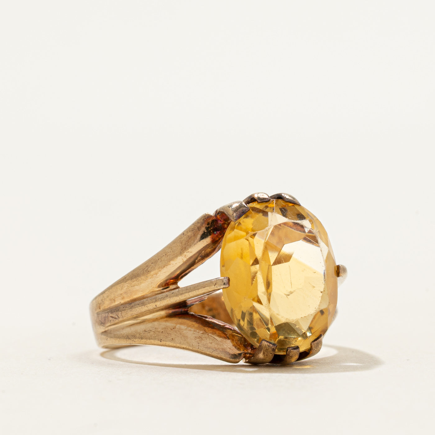 Oval Cut Citrine Grooved Cocktail Ring | 3.50ct | SZ 7