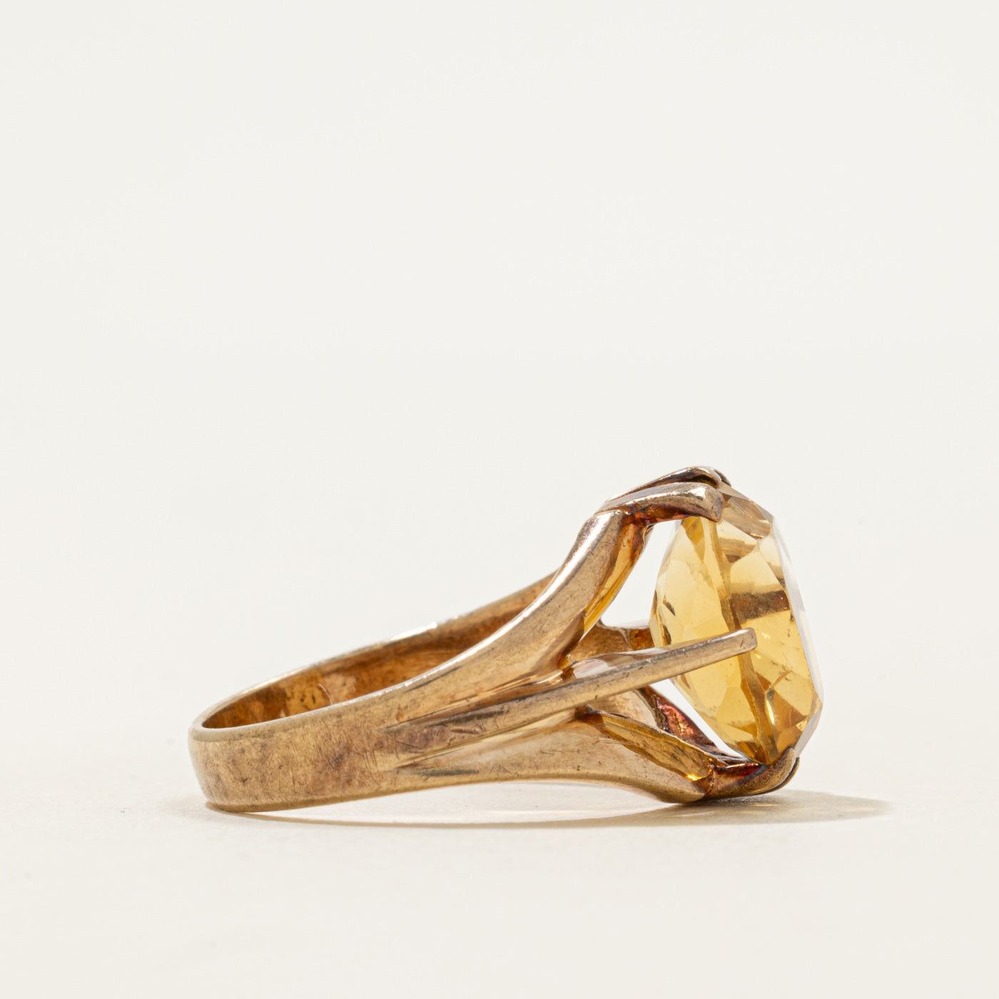Oval Cut Citrine Grooved Cocktail Ring | 3.50ct | SZ 7