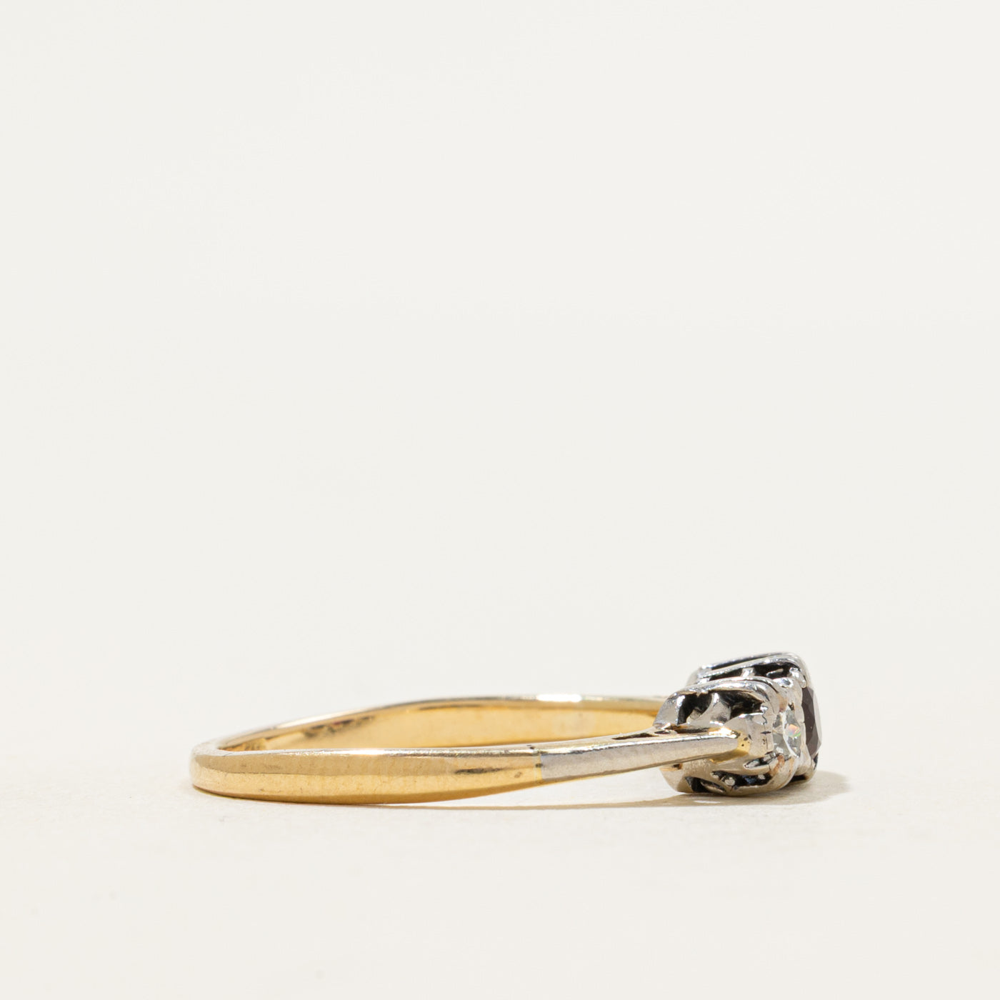 18k Synthetic Ruby & Diamond Ring | 0.25ct, 0.18ctw | SZ 7.5