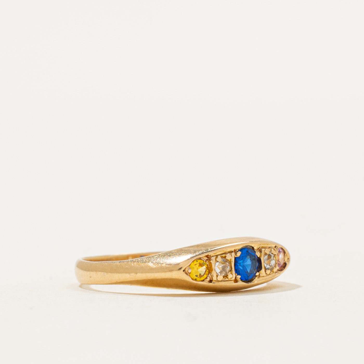 Synthetic Sapphire & Diamond Petite Signet Ring | 0.16ctw, 0.05ctw | SZ 6