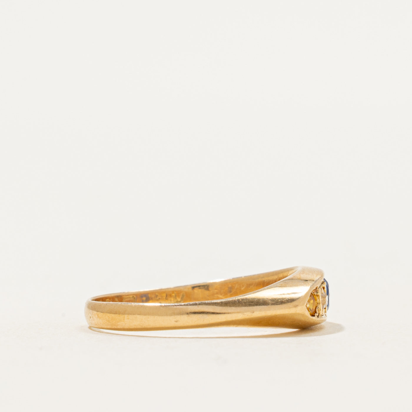 Synthetic Sapphire & Diamond Petite Signet Ring | 0.16ctw, 0.05ctw | SZ 6