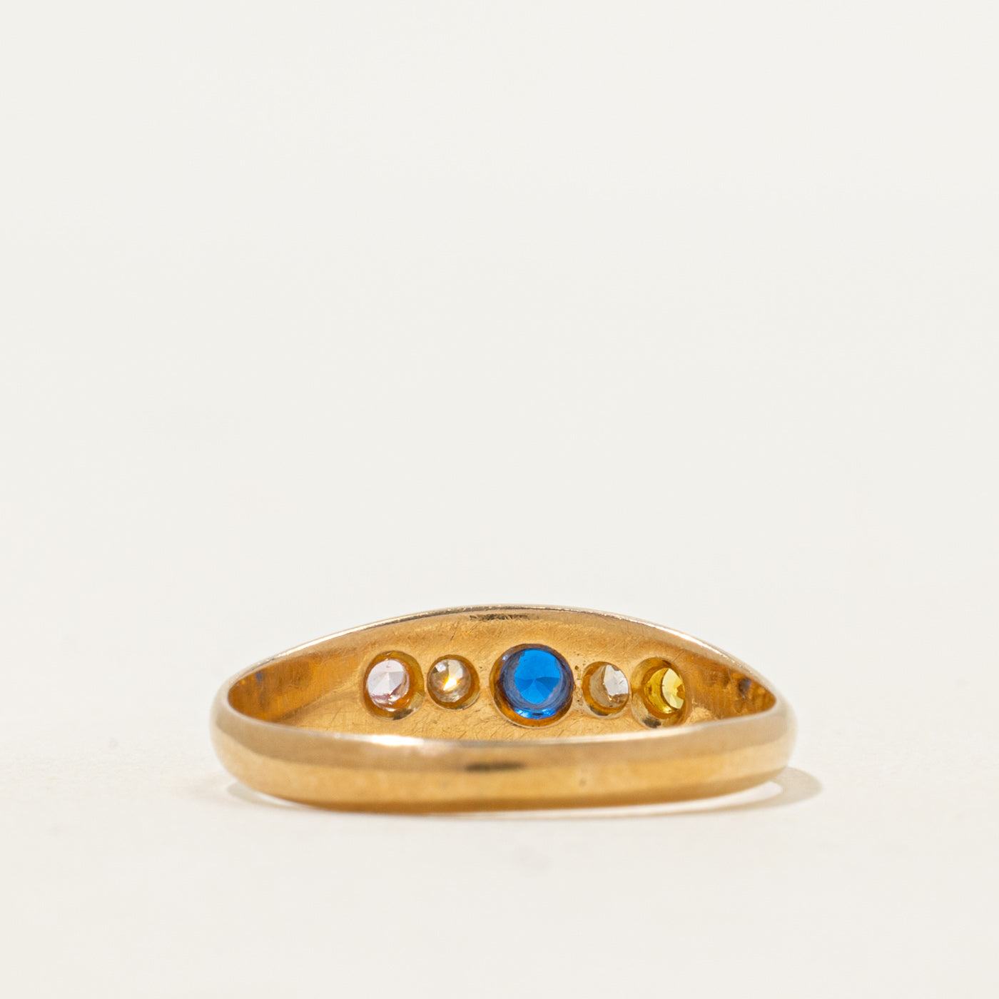 Synthetic Sapphire & Diamond Petite Signet Ring | 0.16ctw, 0.05ctw | SZ 6