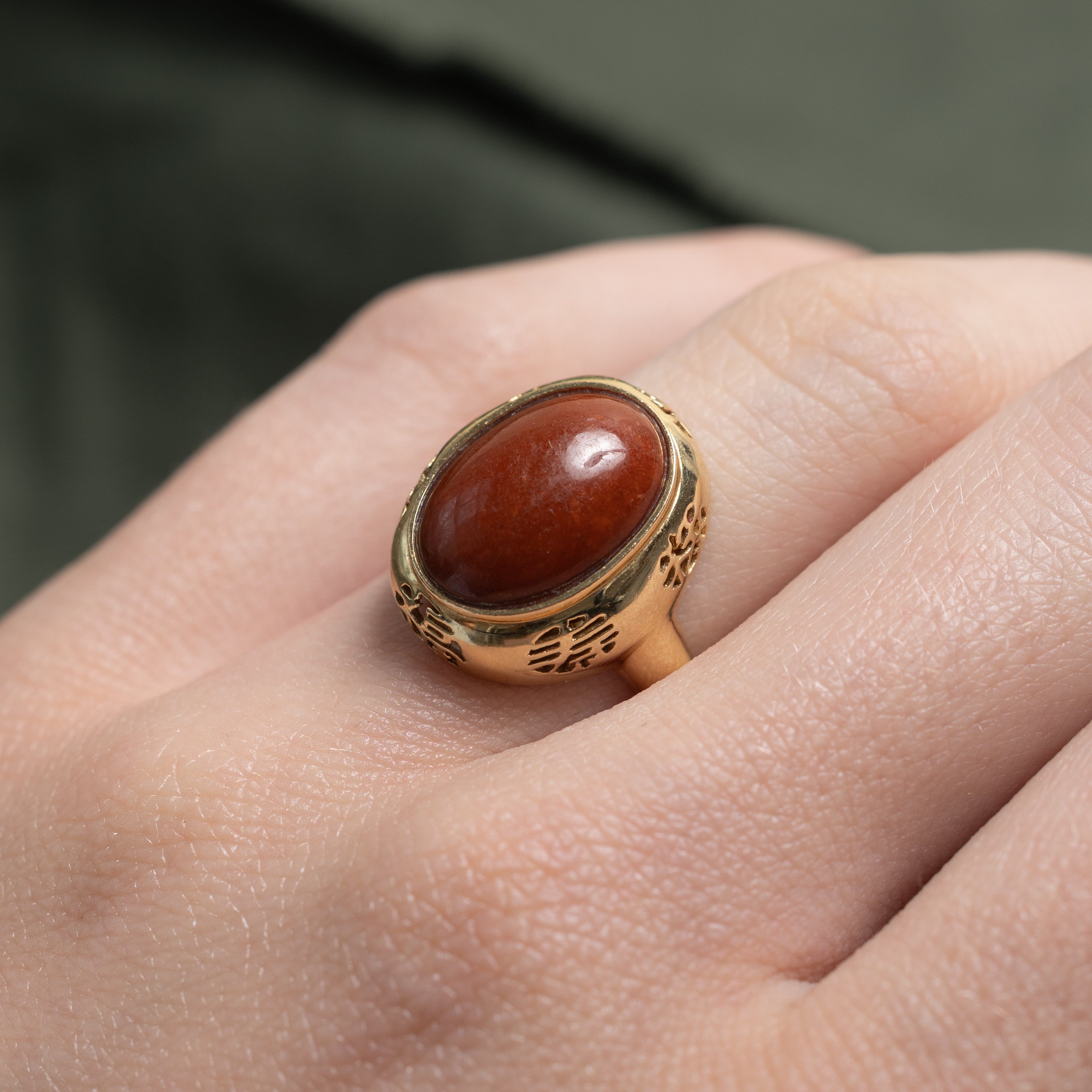 Orange Jade Openwork Cocktail Ring | 5.20ct | SZ 5