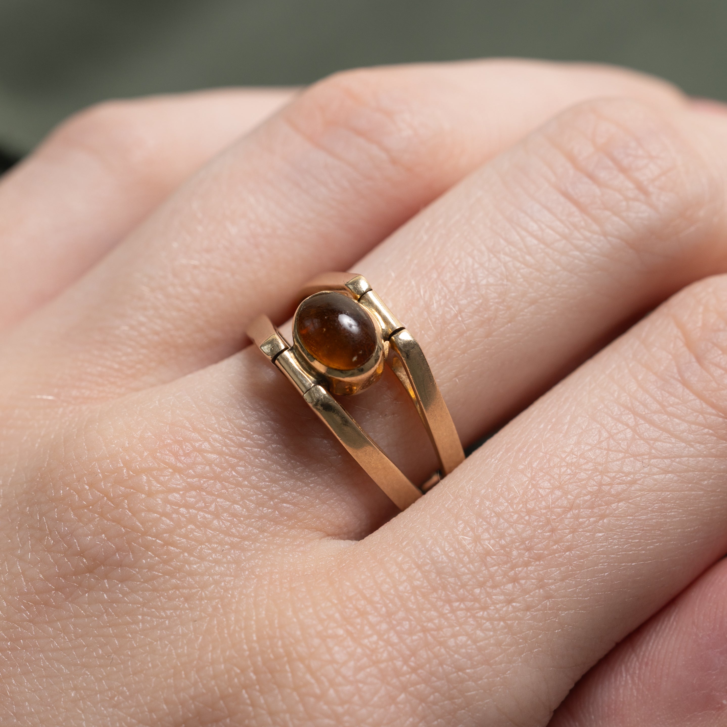 Bezel Set Larimar & Amber Reversible Ring | 1.20ctw | SZ 8.25