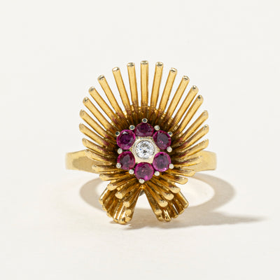 Ruby & Diamond Petal Cocktail Ring | 0.53ctw, 0.05ct | SZ 5.25