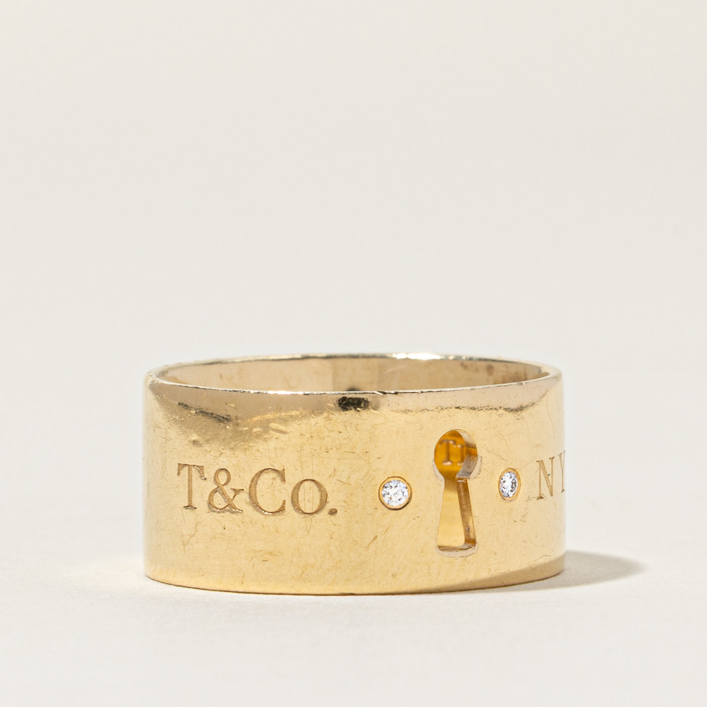 【専用】Tiffany & Co. Tiffany & Co' Keyhole Diamond Wide Band Ring | 0.01ctw | 9.5mm | SZ 7