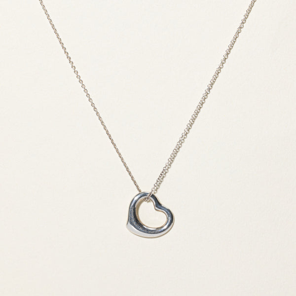 Tiffany & Co' Elsa Peretti Open Heart Pendant Necklace in Silver | 16