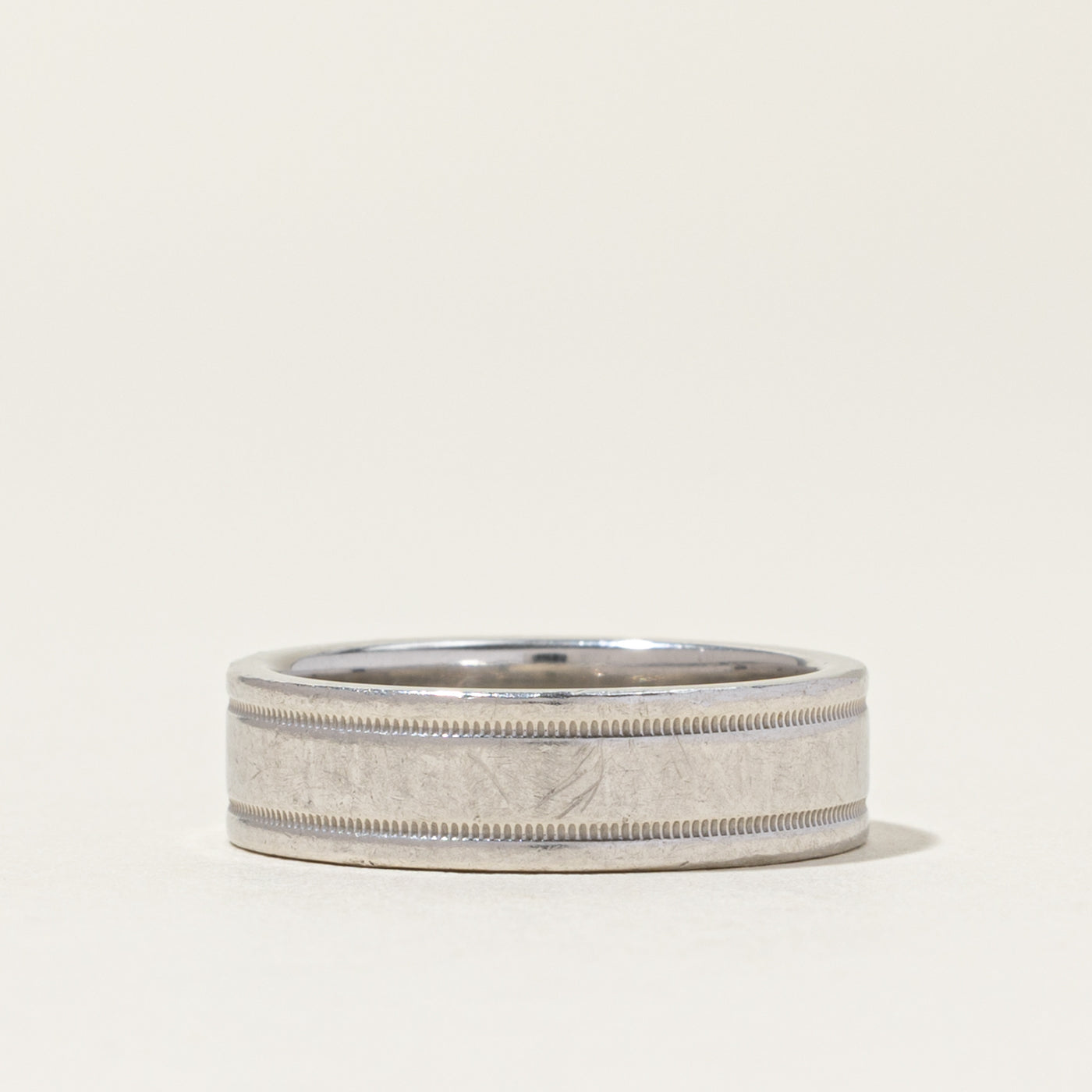 'Tiffany & Co' Tiffany Together Milgrain Band Ring in Platinum | 6mm | SZ 8.0