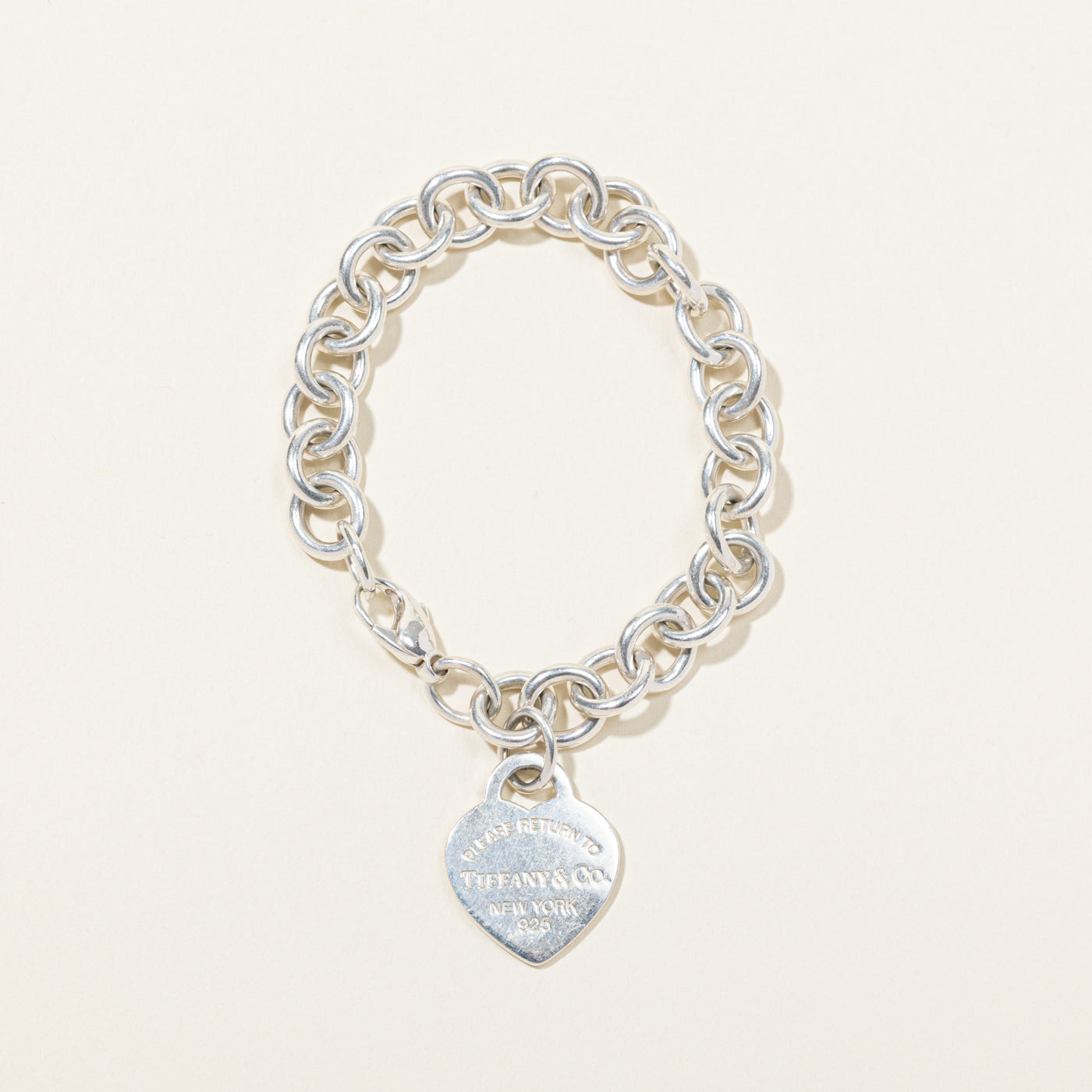 'Tiffany & Co' Return to Tiffany Heart Tag Charm Bracelet in Silver | 7.5""