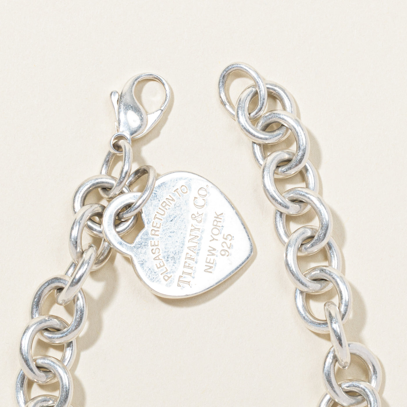 'Tiffany & Co' Return to Tiffany Heart Tag Charm Bracelet in Silver | 7.5""