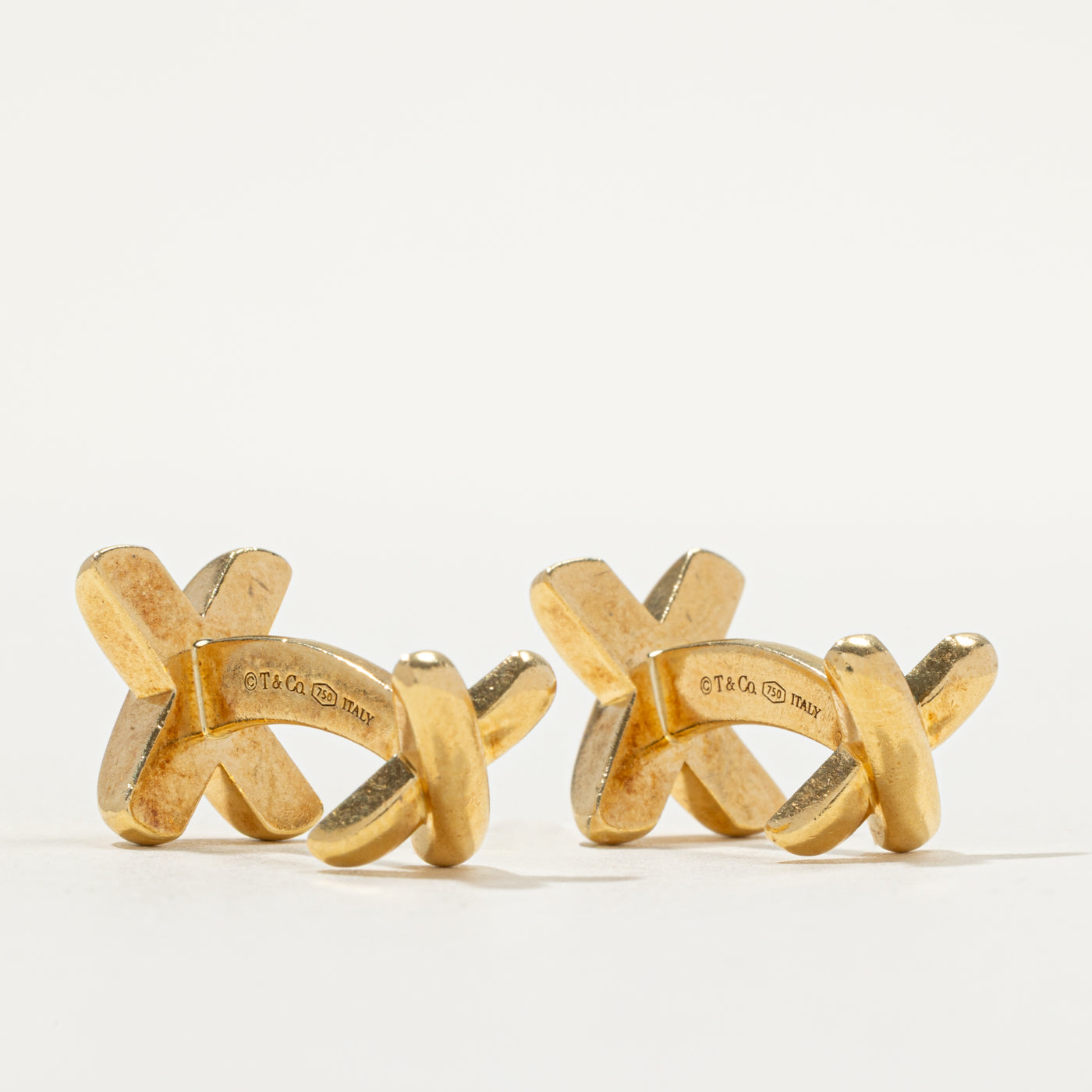 'Tiffany & Co' 18k Yellow Gold X Cufflinks