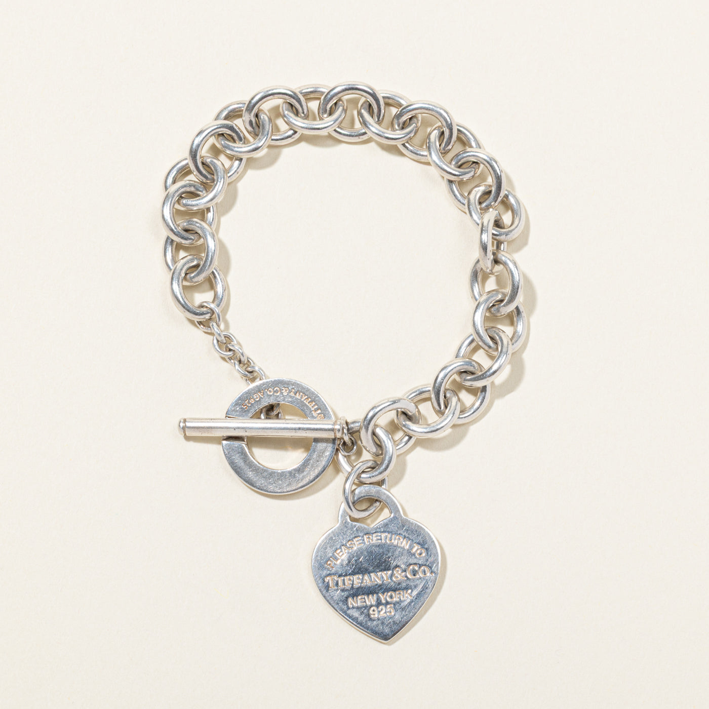 'Tiffany & Co' Return to Tiffany Heart Tag Toggle Bracelet in Silver | 7.5"