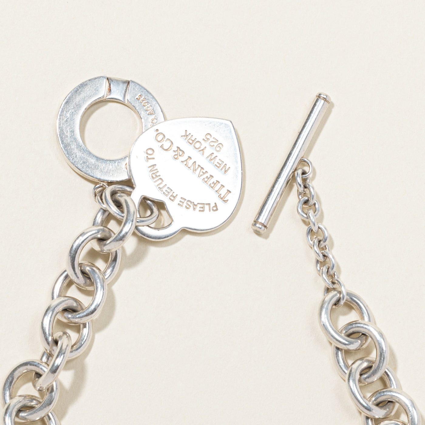 'Tiffany & Co' Return to Tiffany Heart Tag Toggle Bracelet in Silver | 7.5"