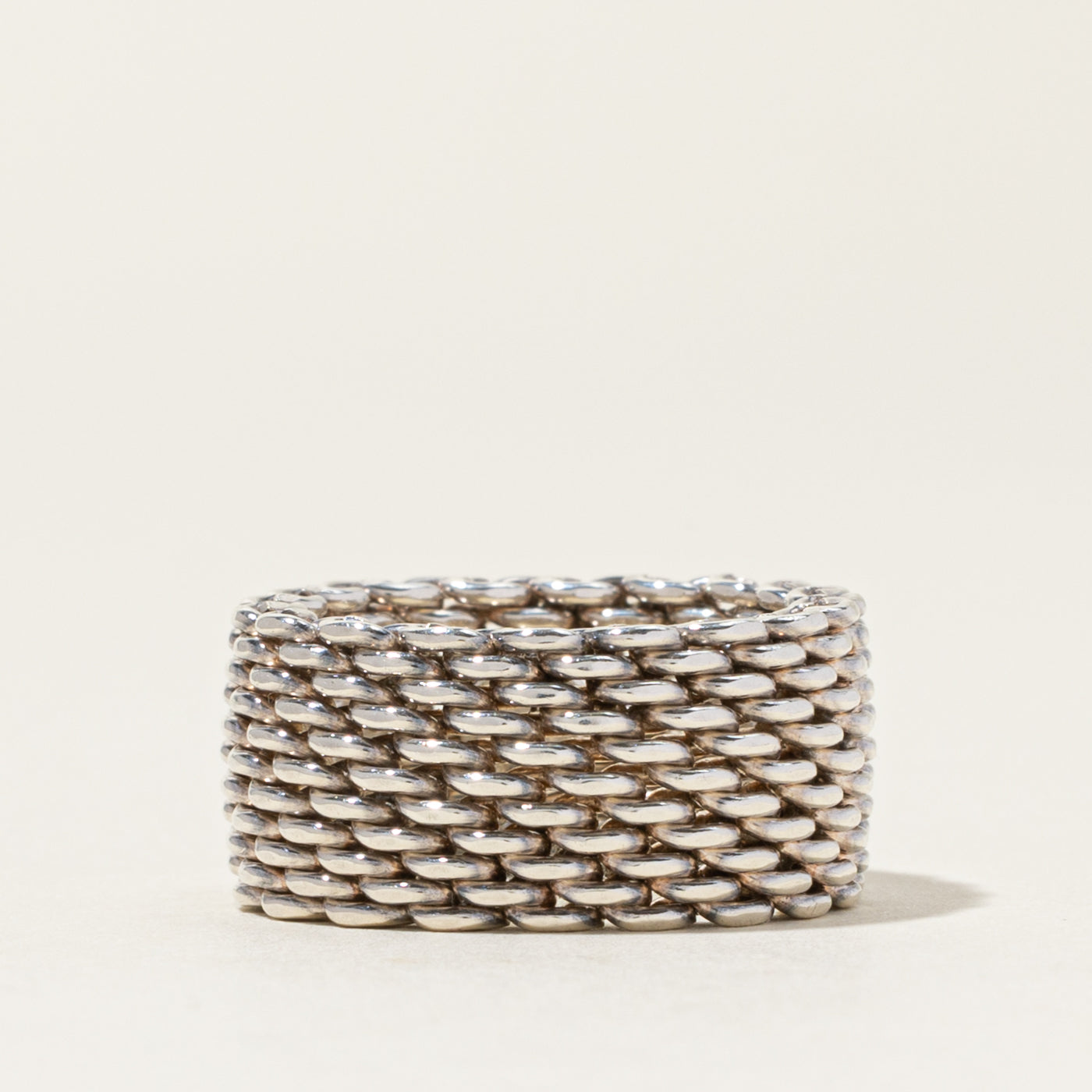 'Tiffany & Co' Somerset Mesh Ring in Silver | 10mm | SZ 6.5