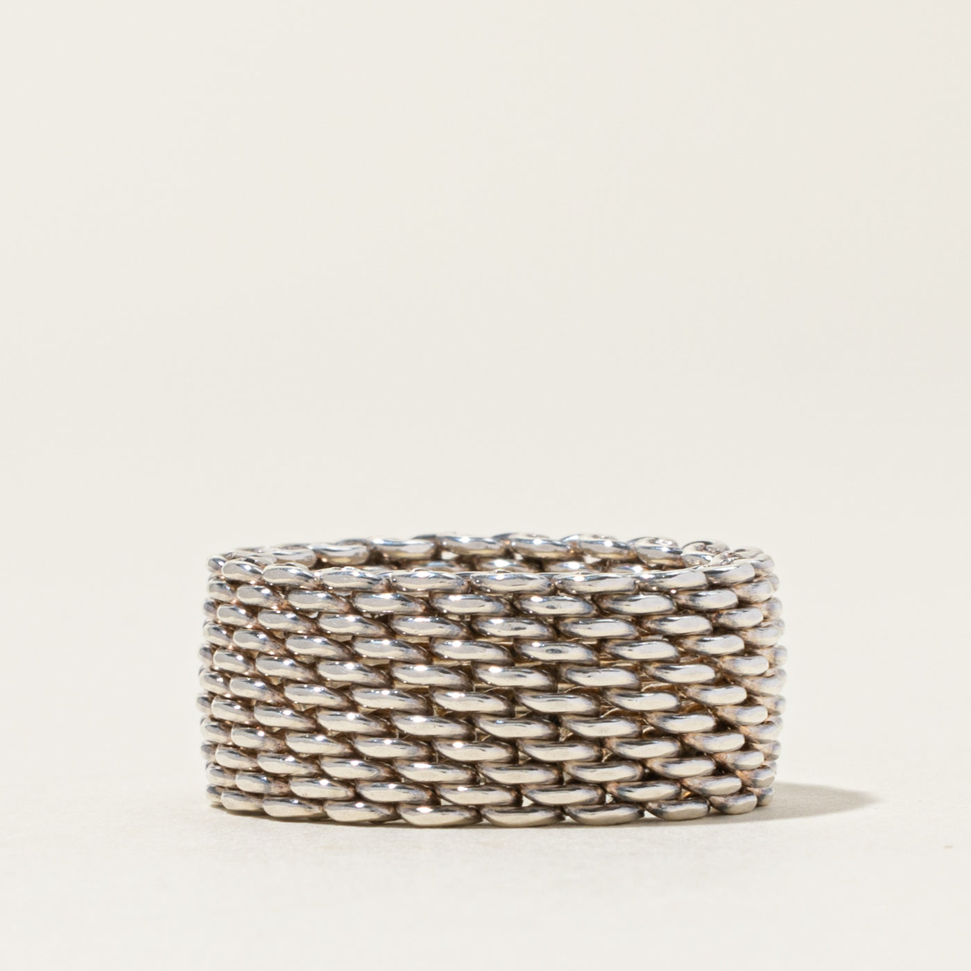'Tiffany & Co' Somerset Mesh Ring in Silver | 10mm | SZ 6.5