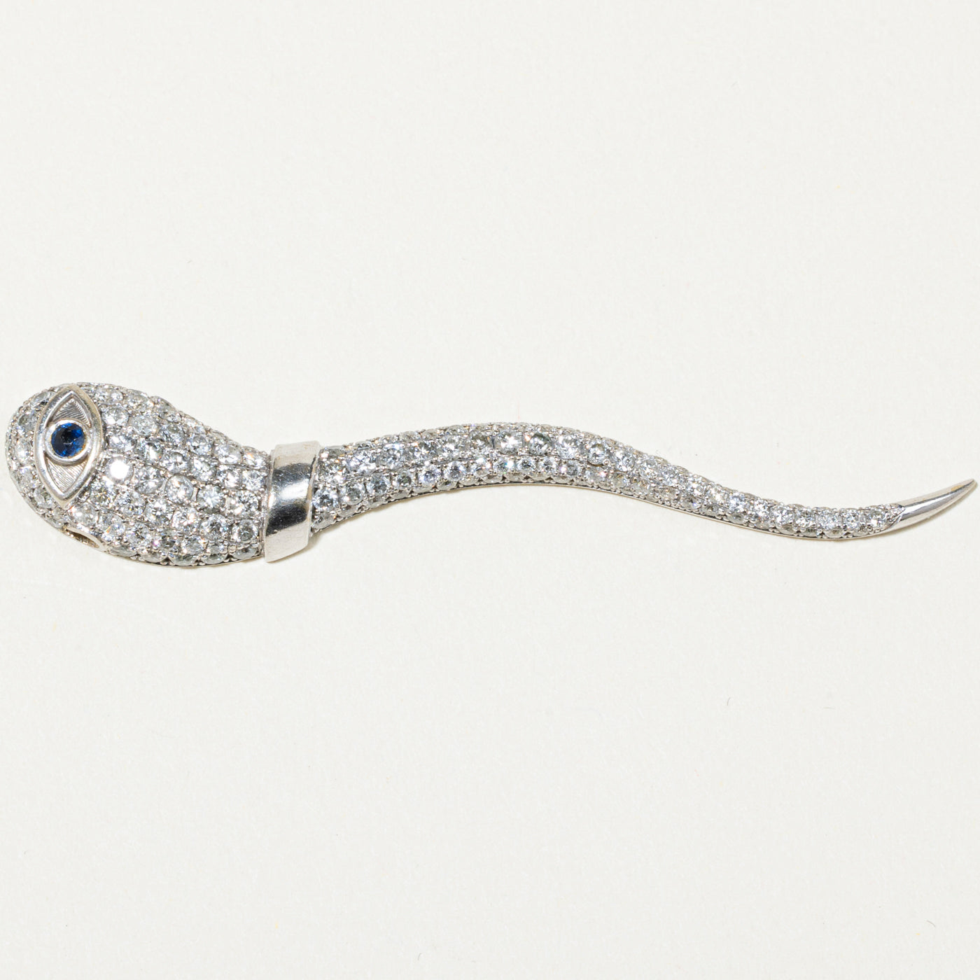 White Gold Diamond & Sapphire Tadpole Pendant | 2.10ctw, 0.06ct