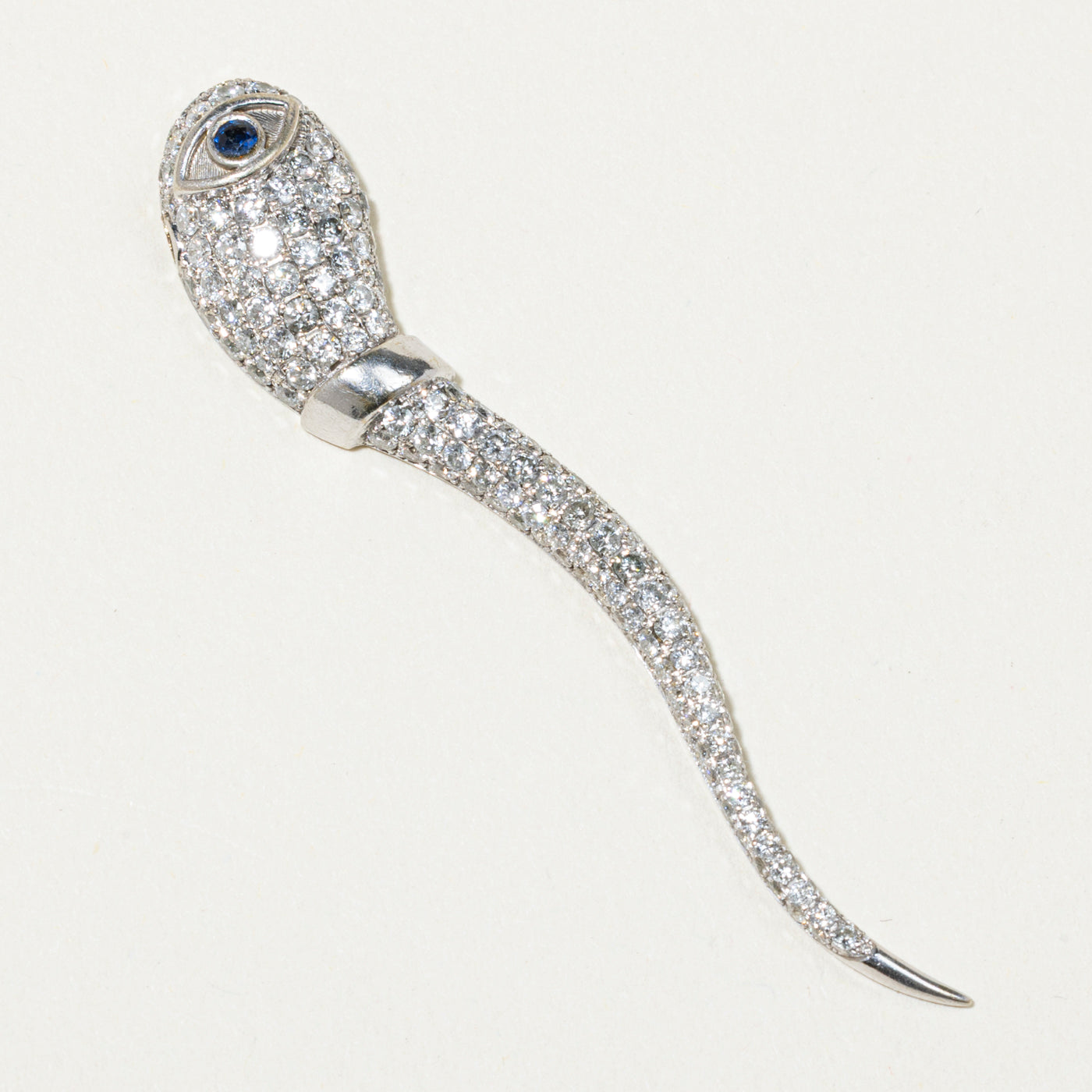 White Gold Diamond & Sapphire Tadpole Pendant | 2.10ctw, 0.06ct