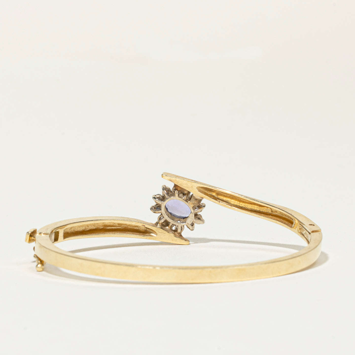 Tanzanite & Diamond Petal Halo Bypass Bangle | 1.04ct, 0.30ctw | 6.25"