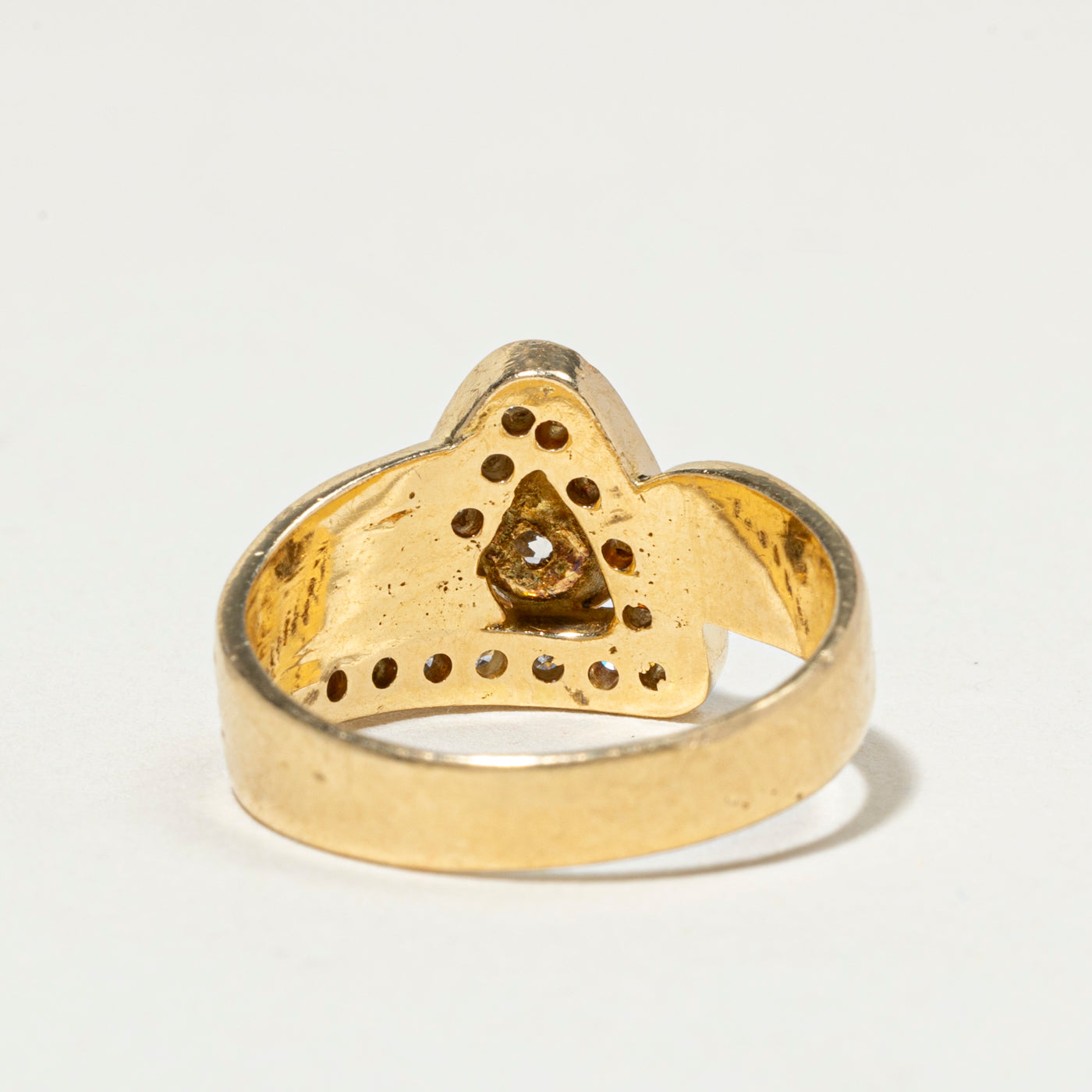 18k Bezel Set Diamond Triangle Halo Ring | 0.99ctw | SZ 6.75