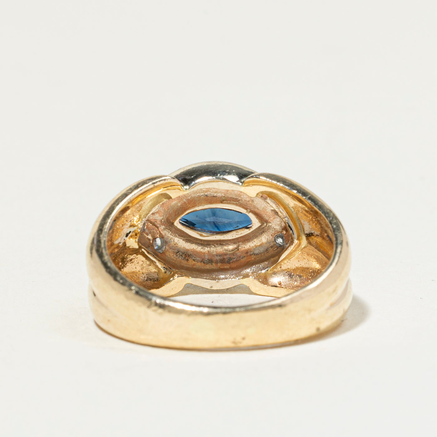 Marquise Cut Sapphire & Diamond Chunky Ring | 0.54ct, 0.08ctw | SZ 5.25