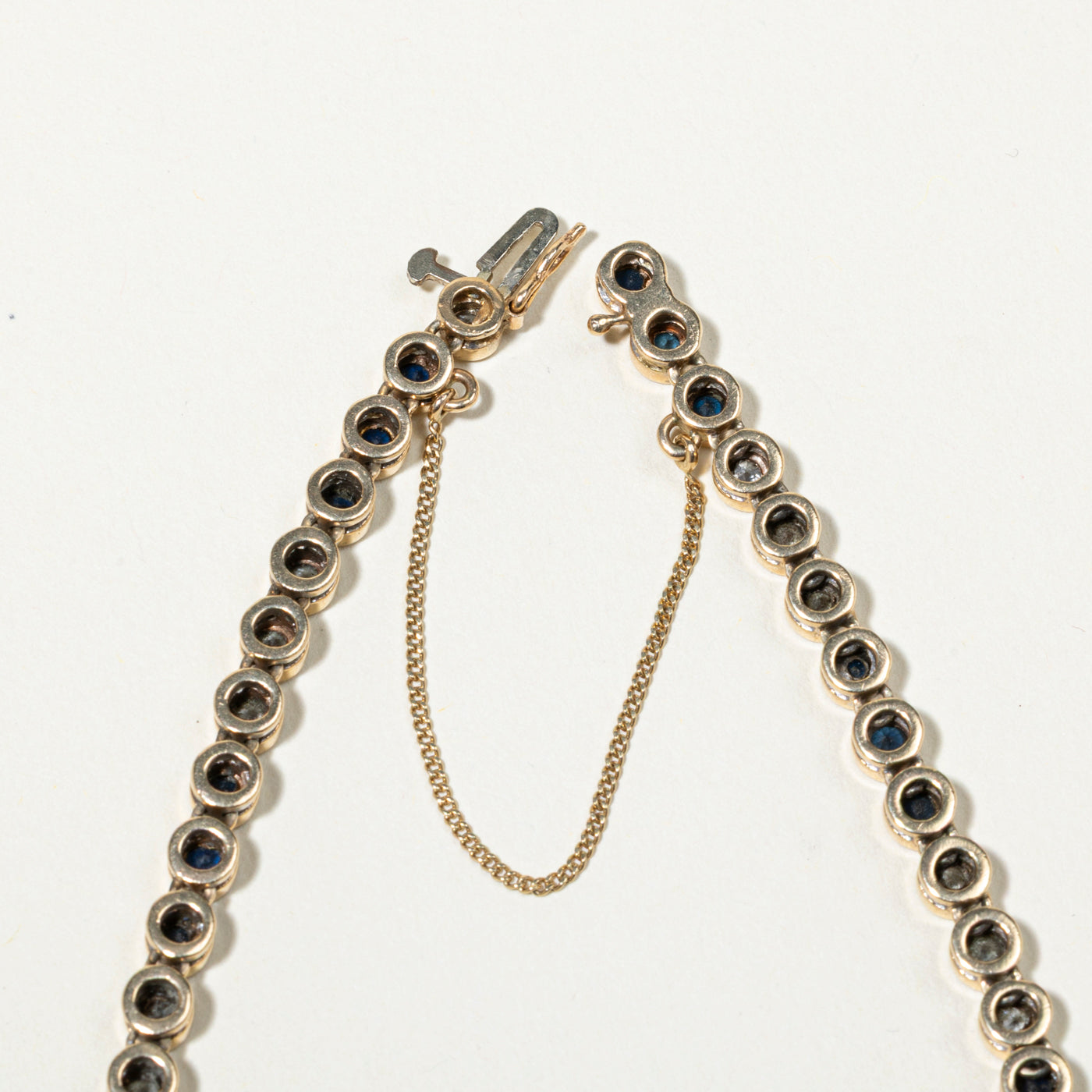 Bezel Set Sapphire & Diamond Gemstone Bracelet | 1.35ctw, 0.95ctw | 7"