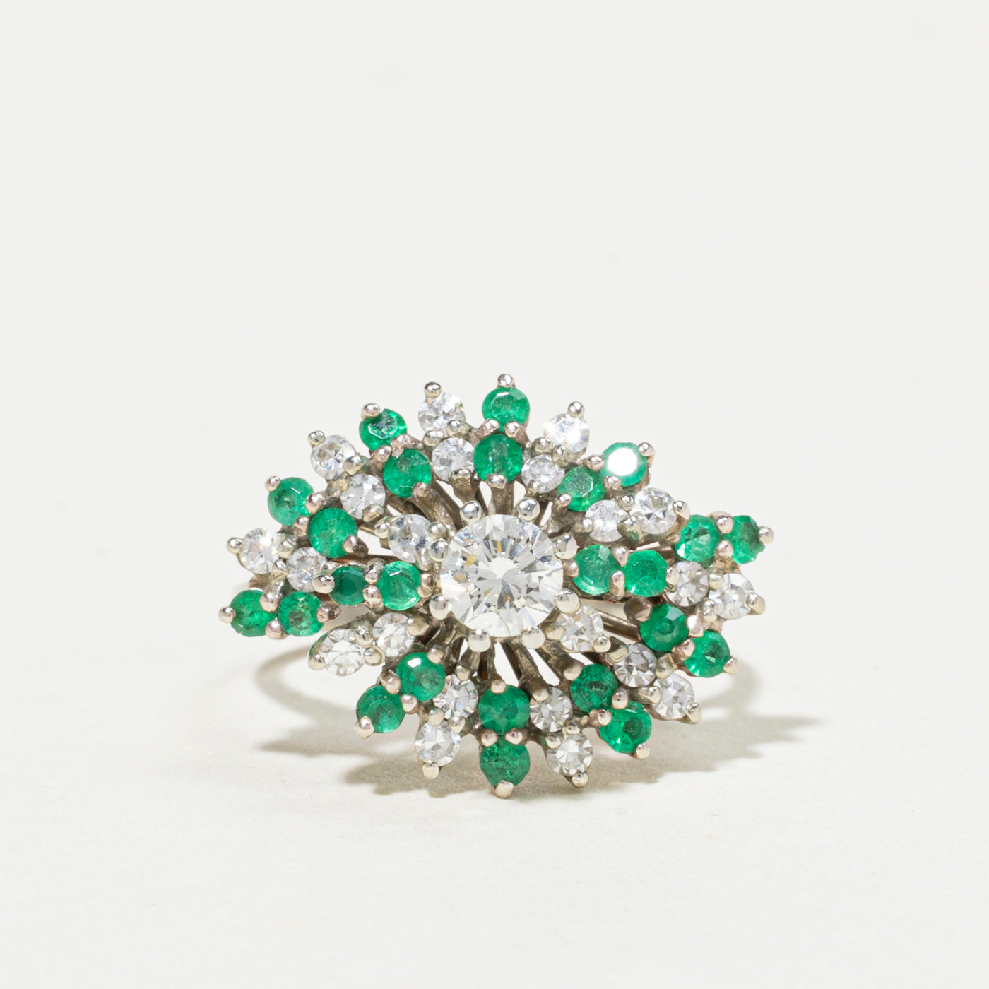 18k Diamond & Emerald Swirl Cocktail Ring | 0.63ctw, 0.43ctw | SZ 4.75