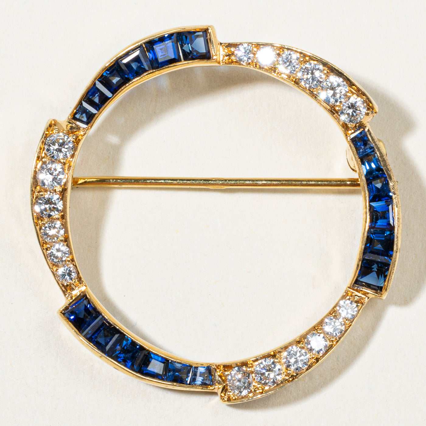 18k Sapphire & Diamond Wreath Brooch | 1.33ctw, 0.63ctw