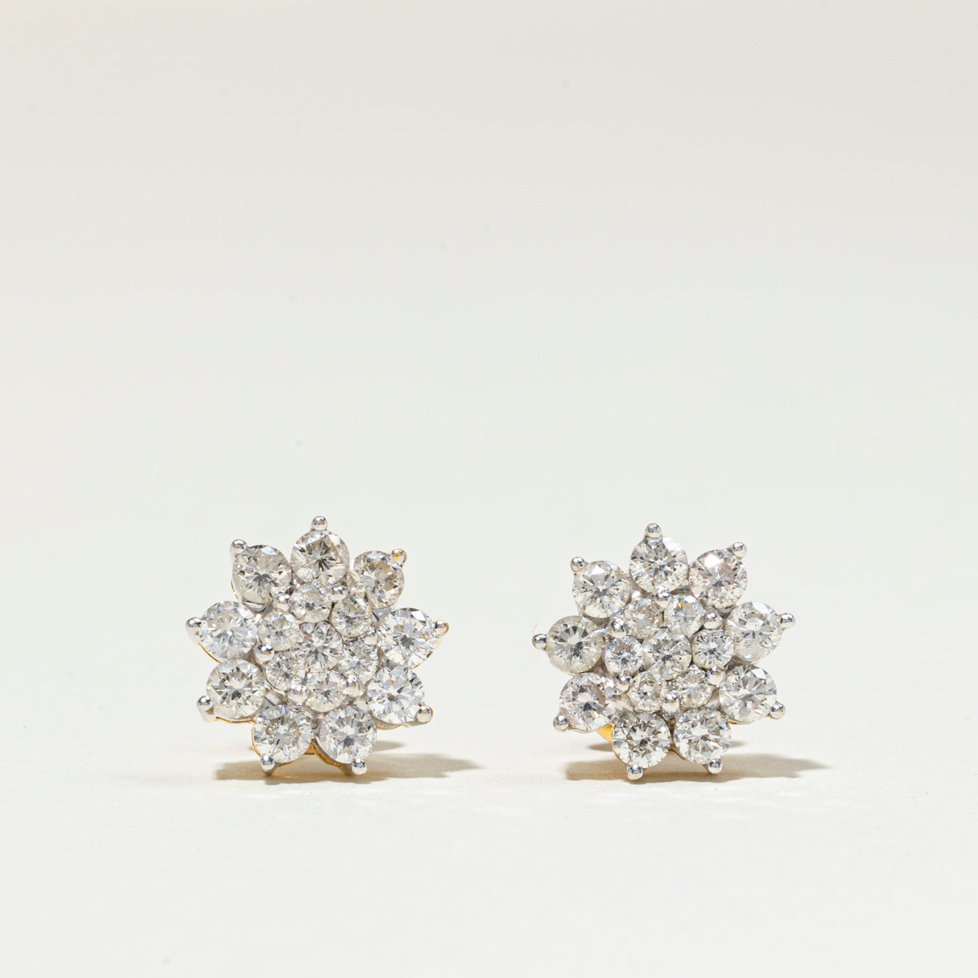 18k Diamond Snowflake Cluster Studs | 1.65ctw