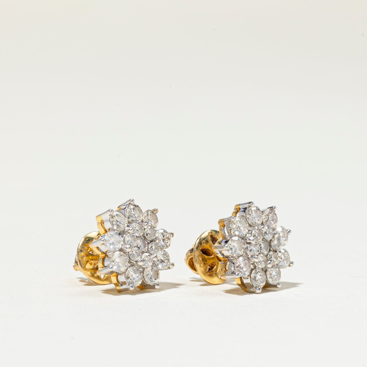 18k Diamond Snowflake Cluster Studs | 1.65ctw