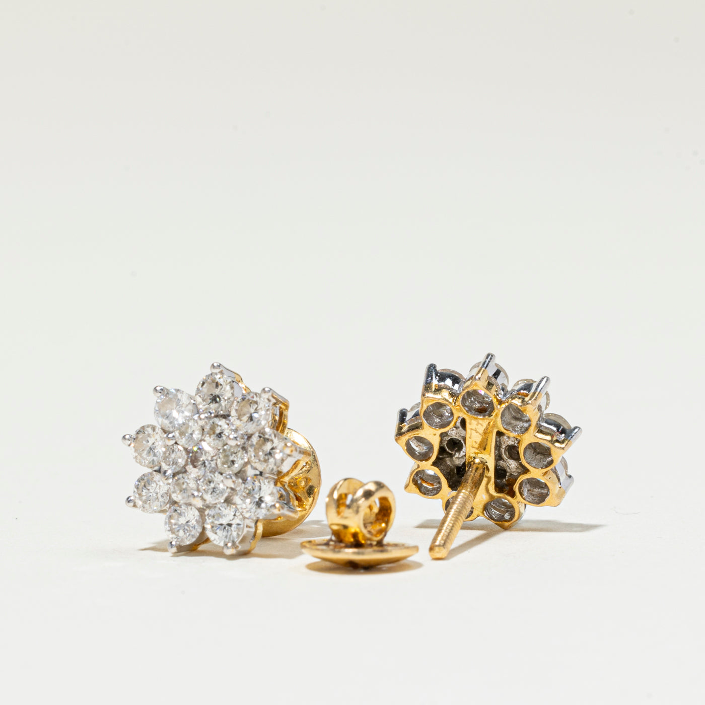 18k Diamond Snowflake Cluster Studs | 1.65ctw