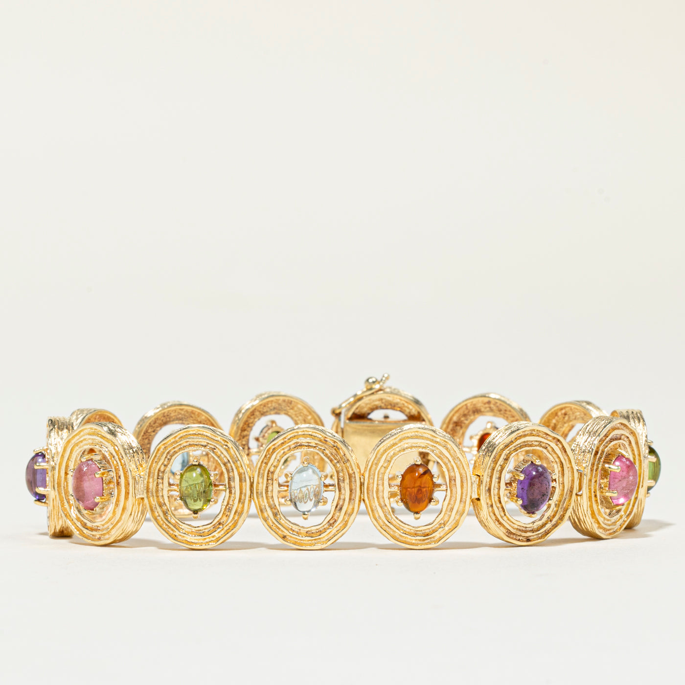 Multi Stone Textured Gemstone Bracelet | 7.25"