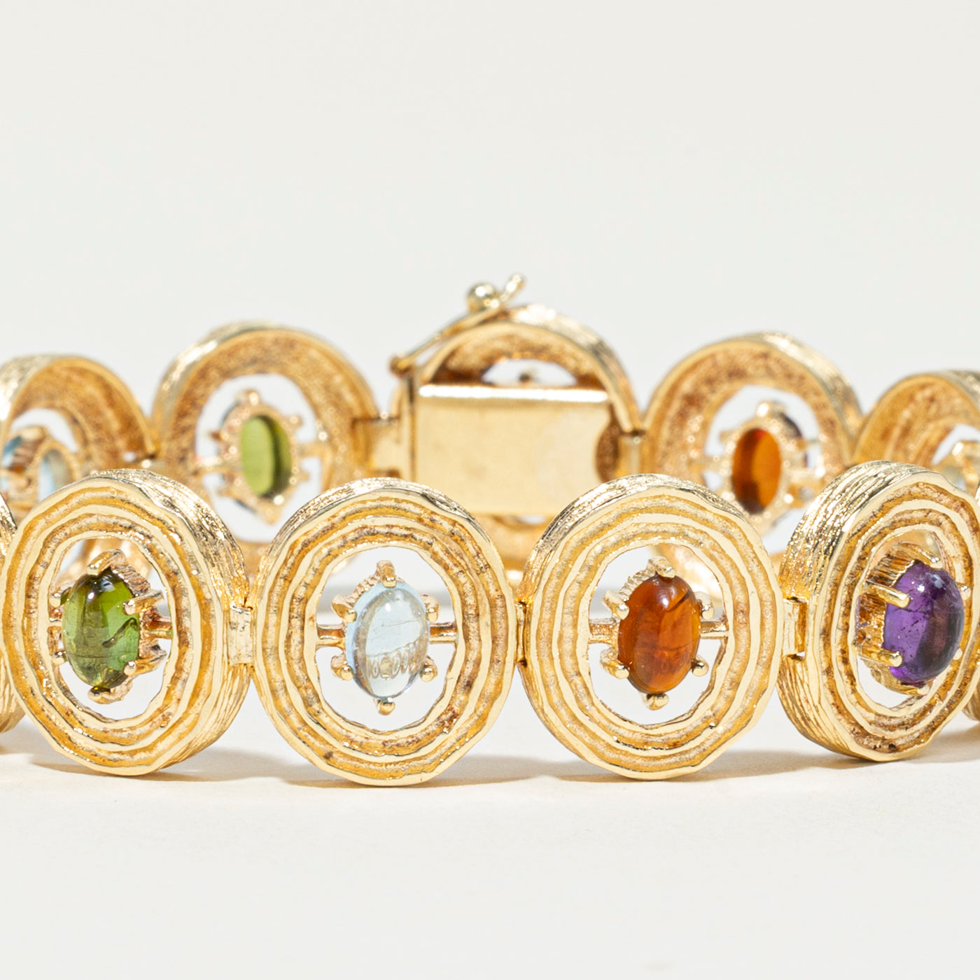 Multi Stone Textured Gemstone Bracelet | 7.25"