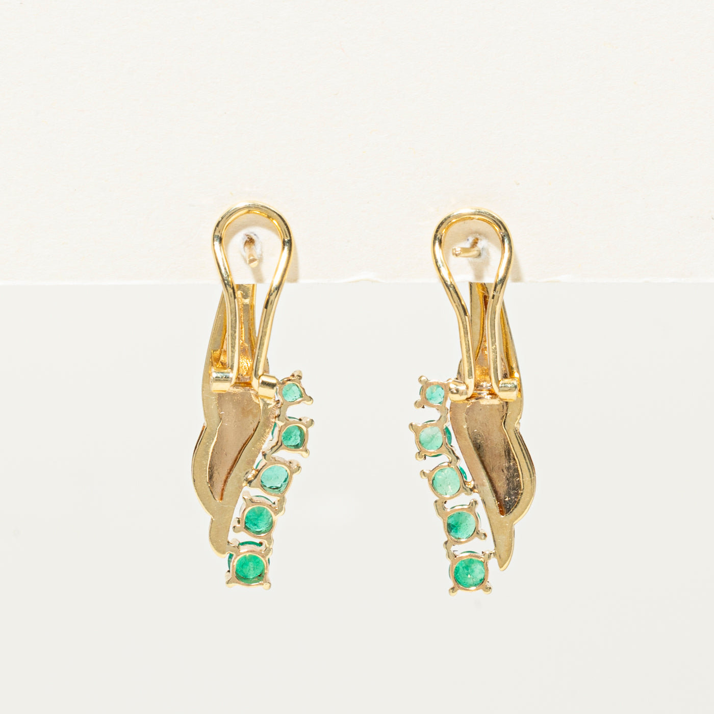 18k Five Stone Emerald Grooved Drop Earrings | 0.87ctw