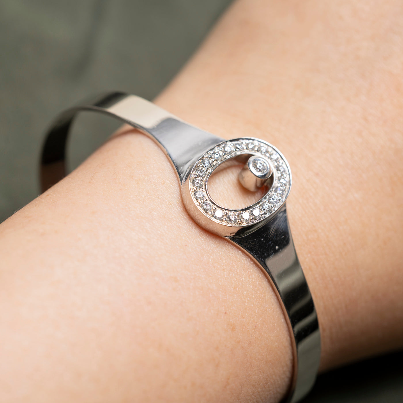 Bezel Set Diamond Halo Cuff Bracelet | 0.63ctw | 2.5"