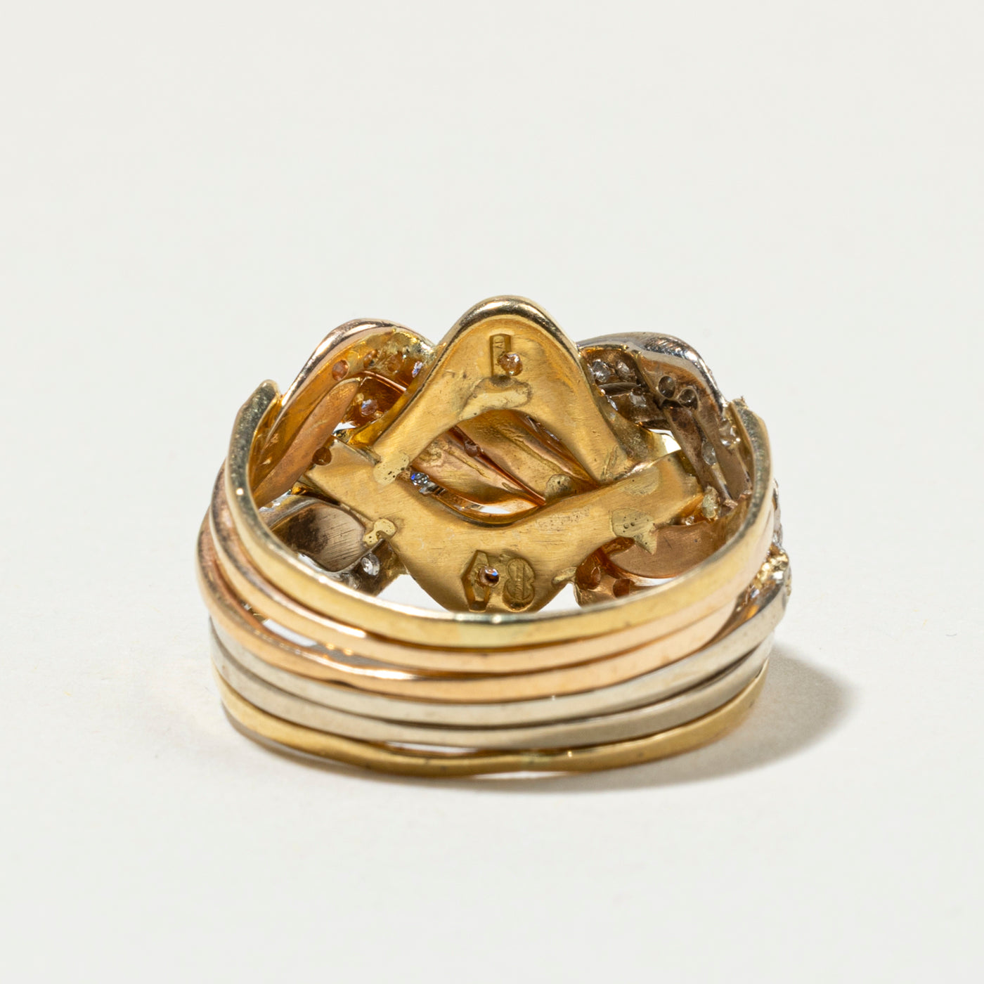 18k Tri Tone Diamond Puzzle Ring | 0.79ctw | SZ 9.25