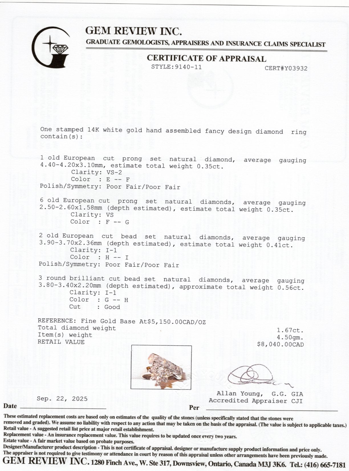 Old European Cut Diamond Petal Cluster Bypass Ring | 1.67ctw | SZ 6