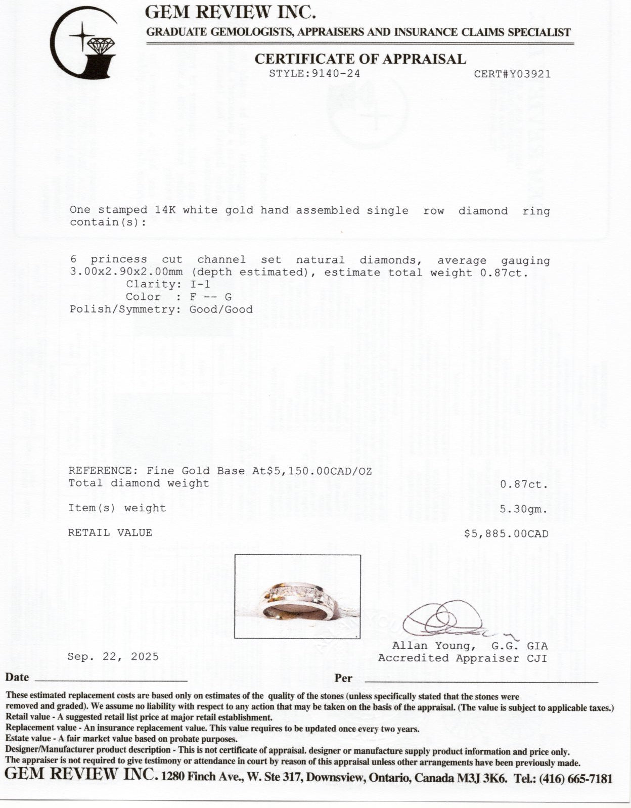 Channel Set Princess Cut Diamond Band | 0.87ctw | 5mm | SZ 6.5