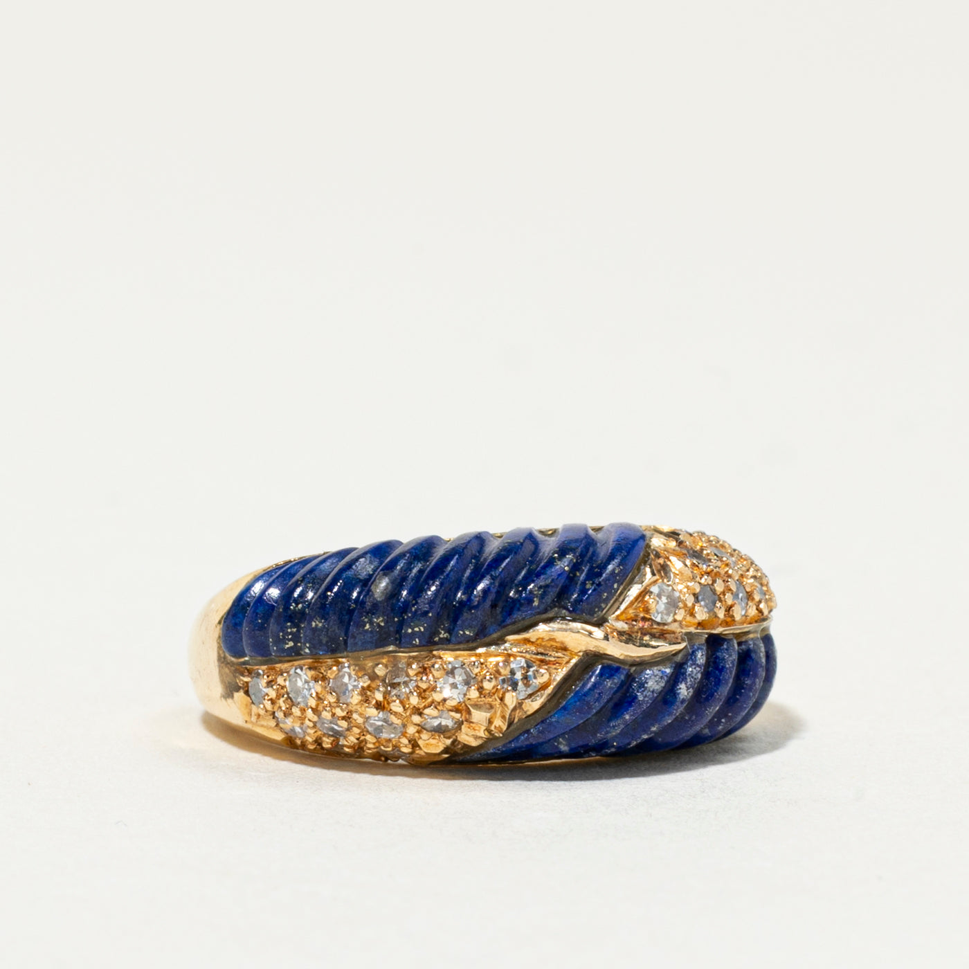 18k Diamond & Lapis Lazuli Dome Ring | 0.36ctw | SZ 6.5