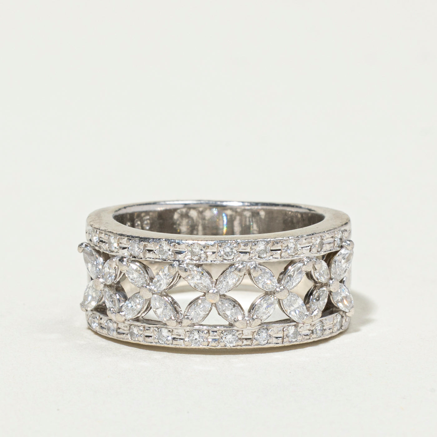 950 Platinum Marquise Cut Diamond Band | 0.85ctw | 9mm | SZ 5.5