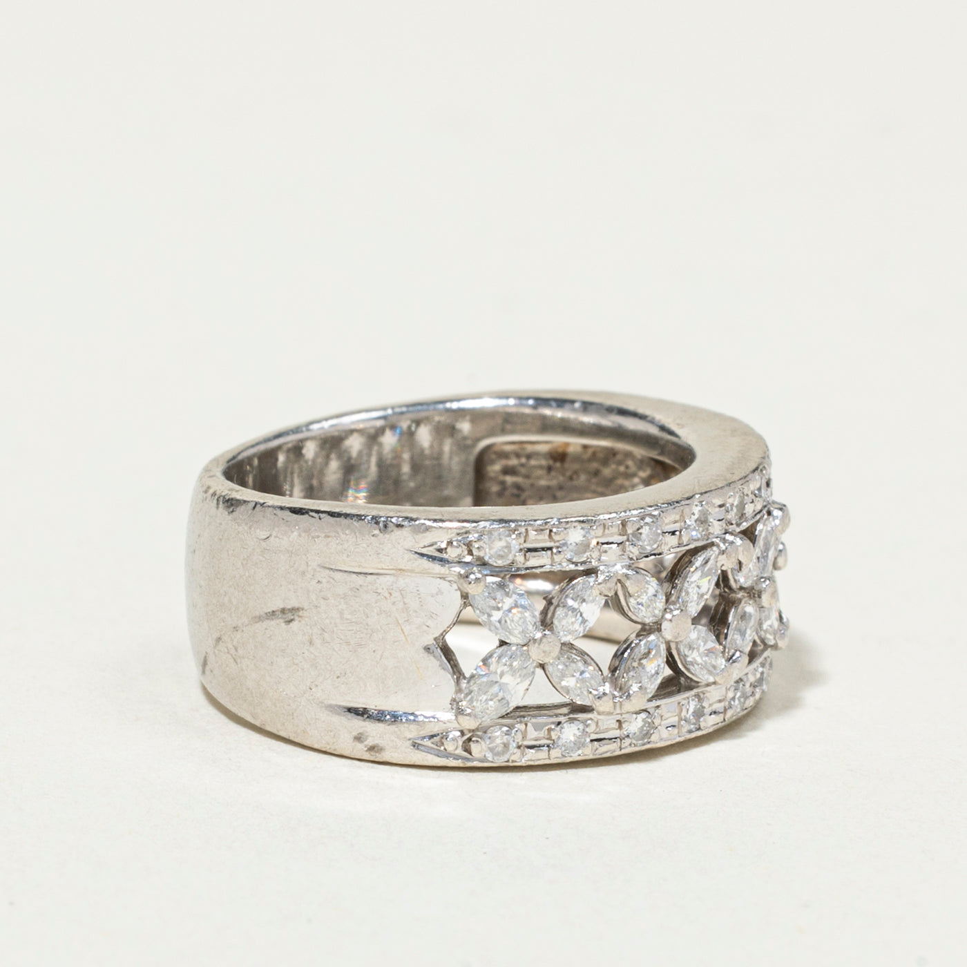 950 Platinum Marquise Cut Diamond Band | 0.85ctw | 9mm | SZ 5.5