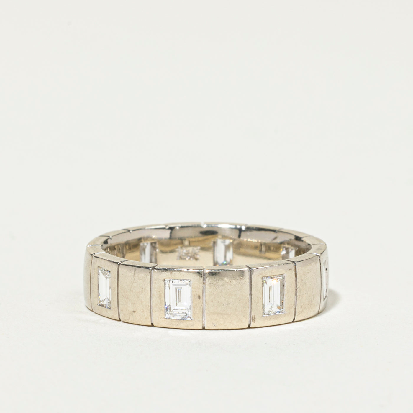 Flush Set Baguette Cut Diamond Grooved Band | 1.31ctw | 6mm | SZ 9.25