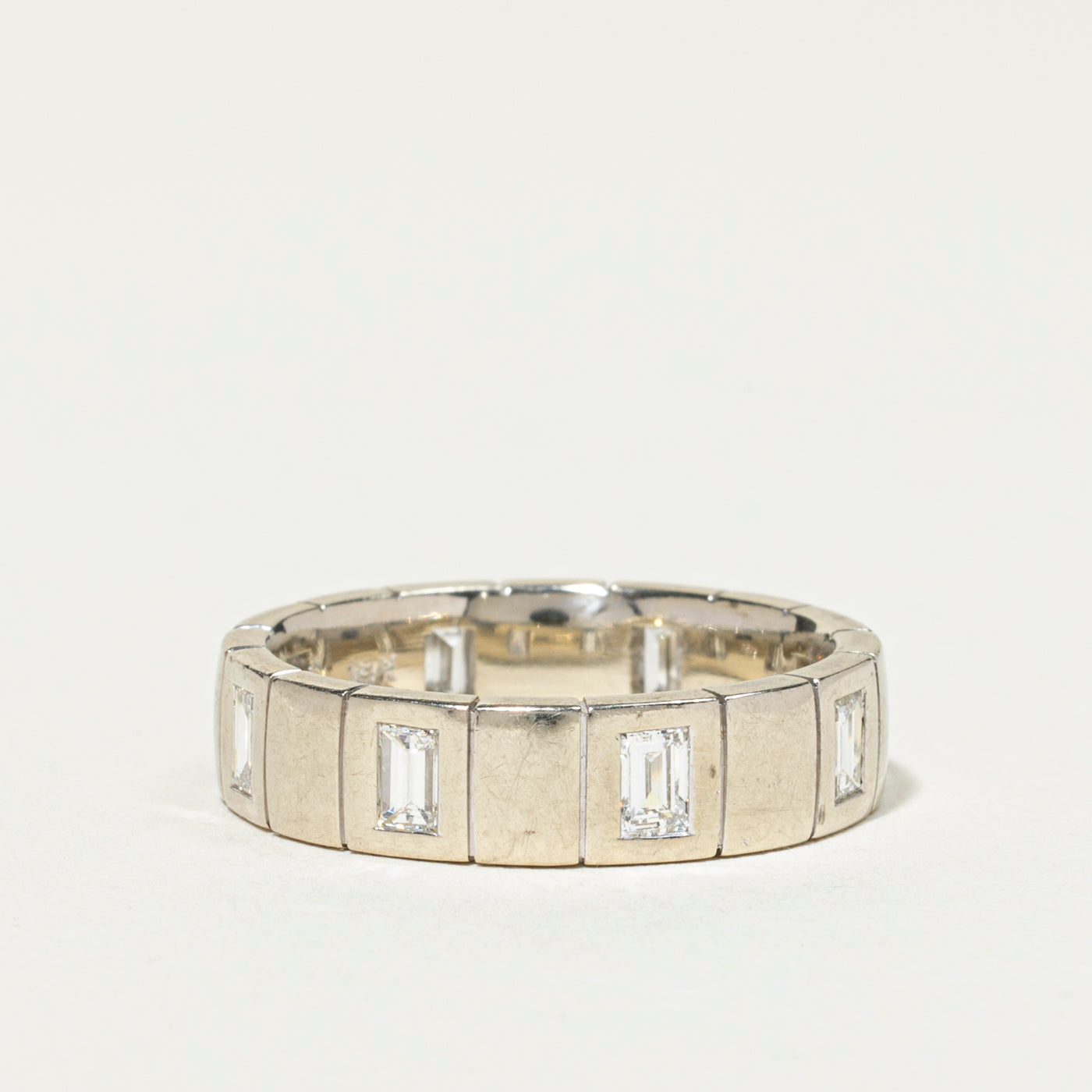 Flush Set Baguette Cut Diamond Grooved Band | 1.31ctw | 6mm | SZ 9.25