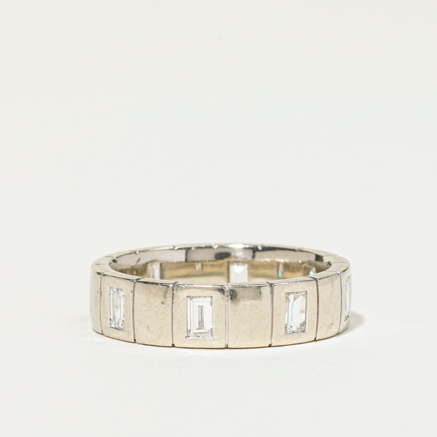 Flush Set Baguette Cut Diamond Grooved Band | 1.31ctw | 6mm | SZ 9.25