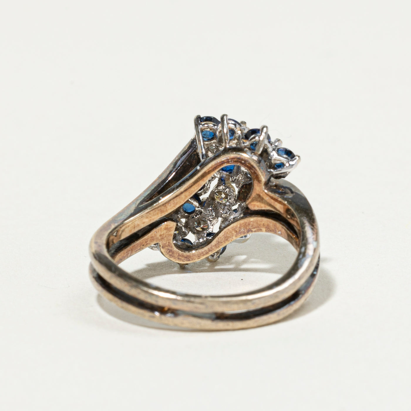 Sapphire & Diamond Cluster Bypass Ring | 0.88ctw, 0.30ctw | SZ 6