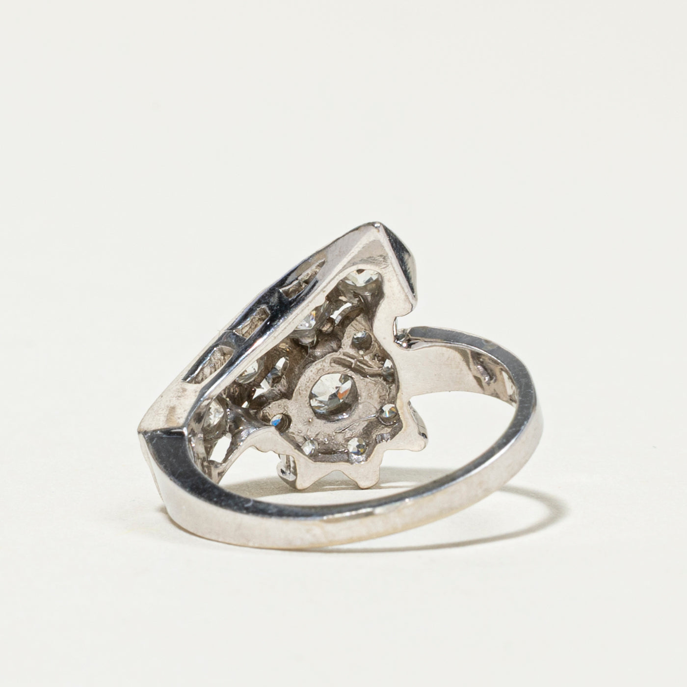 Old European Cut Diamond Petal Cluster Bypass Ring | 1.67ctw | SZ 6