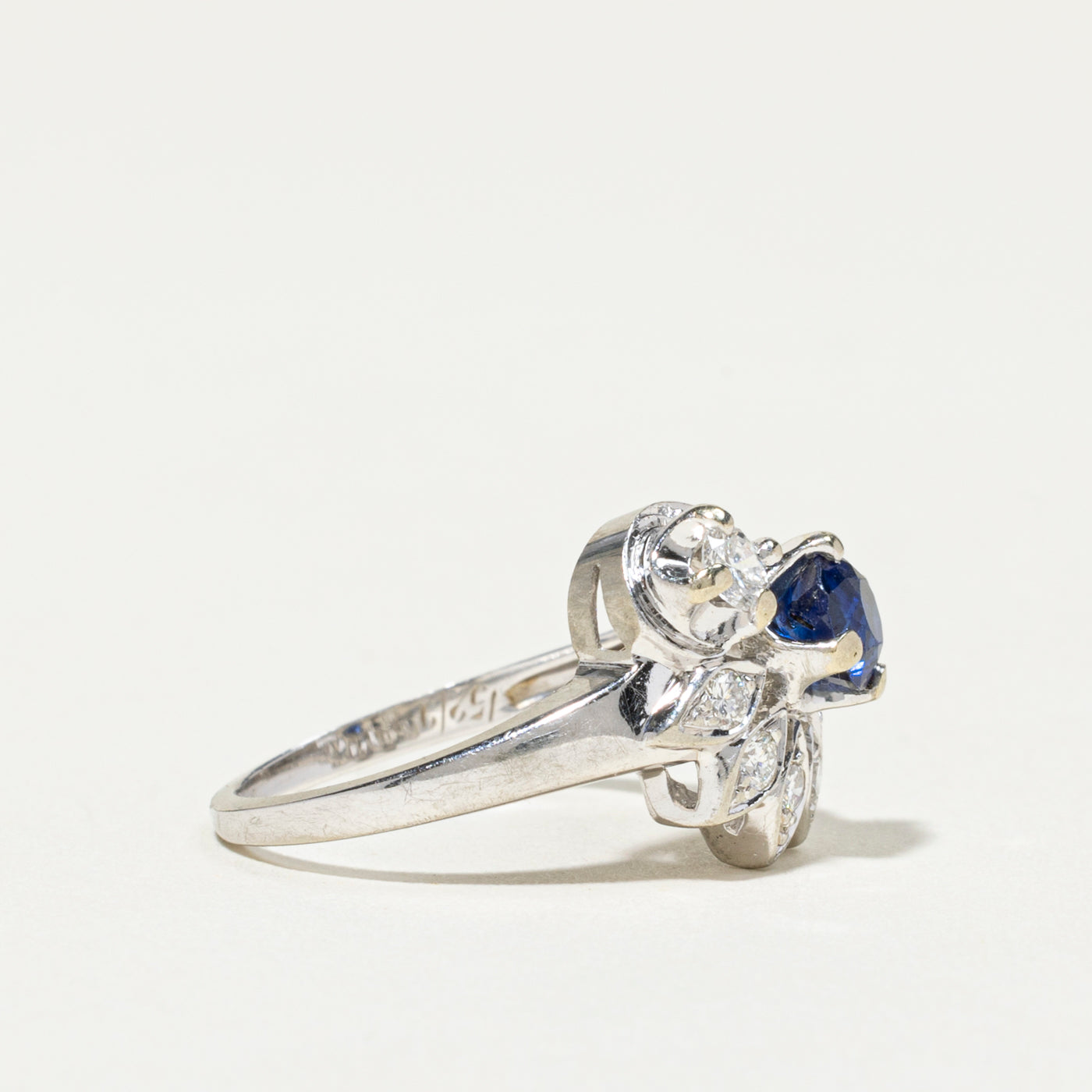 18k Sapphire & Diamond Floral Ring | 0.68ct, 0.36ctw | SZ 5.5