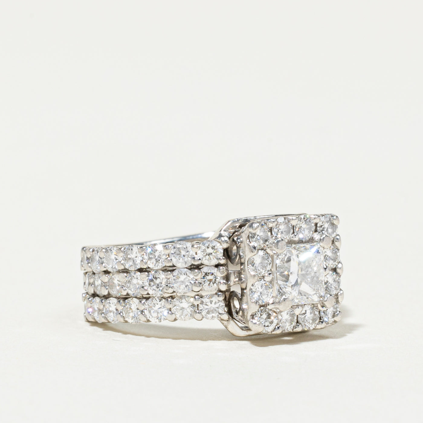 950 Platinum Princess Cut Diamond Halo Ring | 2.47ctw | SZ 5.25
