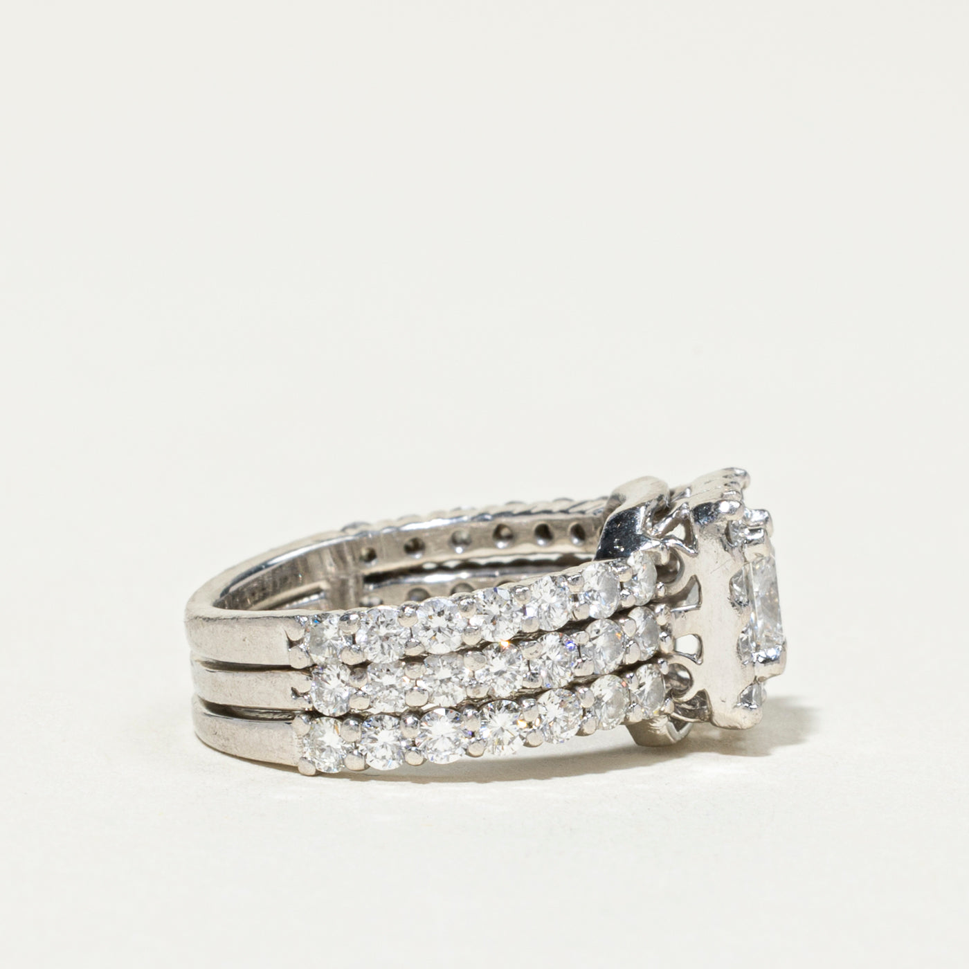 950 Platinum Princess Cut Diamond Halo Ring | 2.47ctw | SZ 5.25